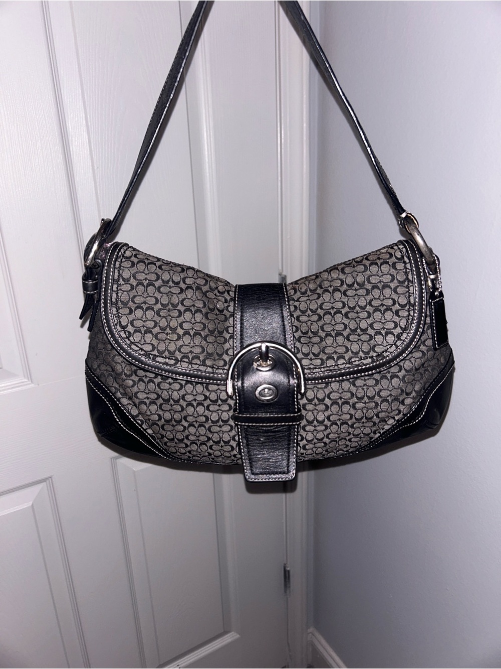 black coach signature soho canvas bag
